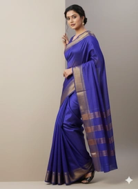 SKU1025 | Exclusive Indian Soft Bishnupuri Katan Silk Saree | Kolakhetra Saree | All Over Chain Motif - Dry Wash Only, Yes