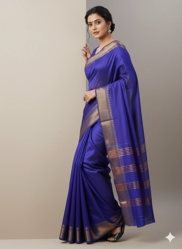 SKU1025 | Exclusive Indian Soft Bishnupuri Katan Silk Saree | Kolakhetra Saree | All Over Chain Motif - Dry Wash Only, Yes