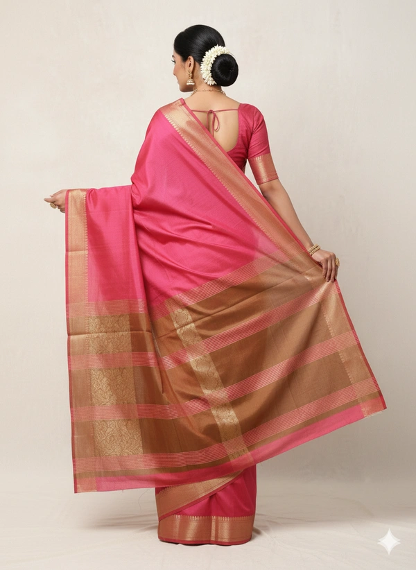 SKU1026 | Exclusive Indian Soft Bishnupuri Katan Silk Saree | Kolakhetra Saree | All Over Chain Motif - Dry Wash Only, Yes