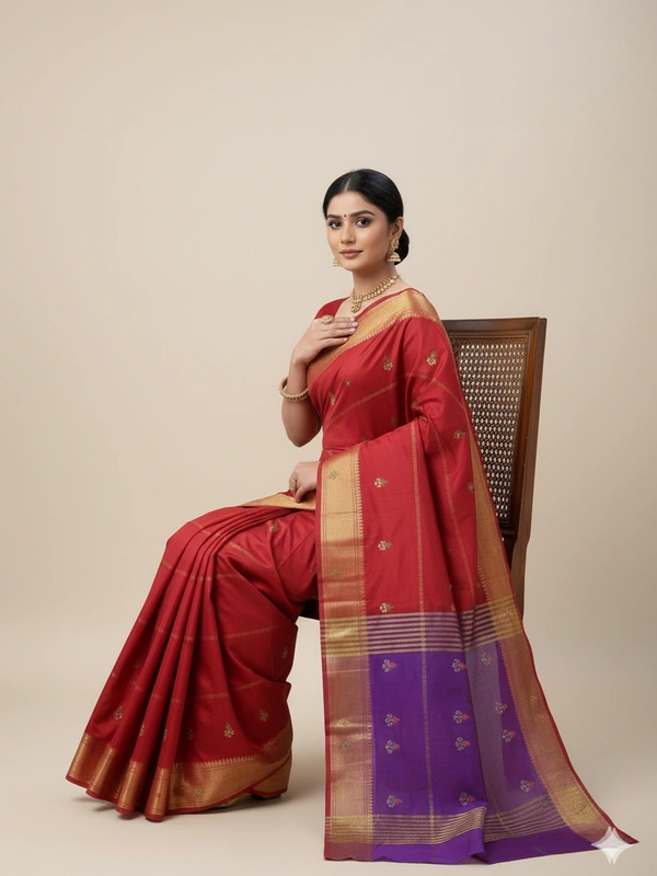 SKU1037 | Exclusive Indian Soft Bishnupuri Katan Silk Saree | Kolakhetra Saree | All Over Chain Motif - Dry Wash Only, Yes