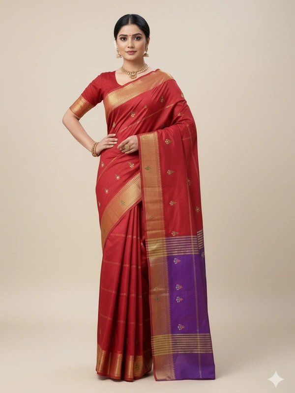 SKU1037 | Exclusive Indian Soft Bishnupuri Katan Silk Saree | Kolakhetra Saree | All Over Chain Motif - Dry Wash Only, Yes