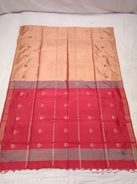 SKU1038 | Exclusive Indian Soft Bishnupuri Katan Silk Saree | Kolakhetra Saree | All Over Chain Motif - Dry Wash Only, Yes