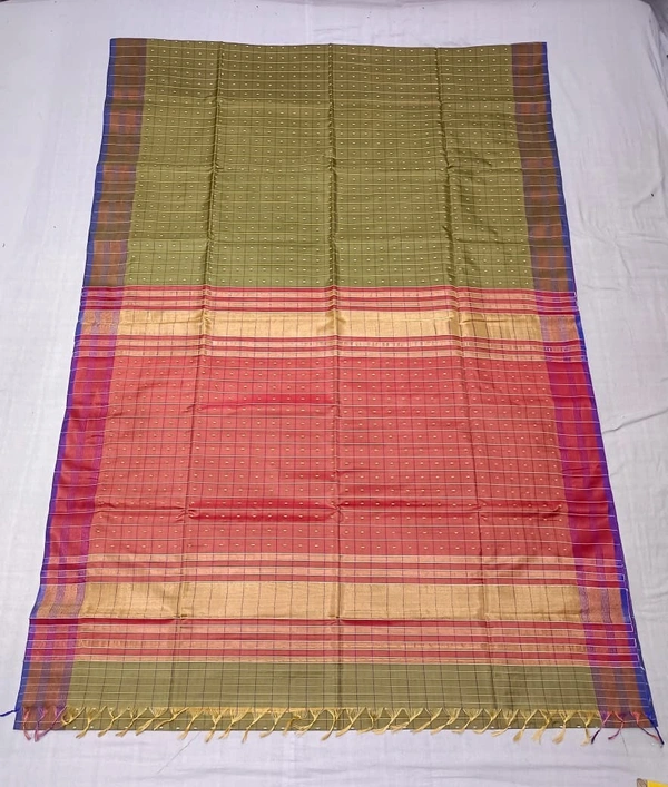 SKU0974 | Indian Soft Bishnupuri Katan Silk Saree | All body Dot Design | Premium Quality - Dry Wash Only, Yes
