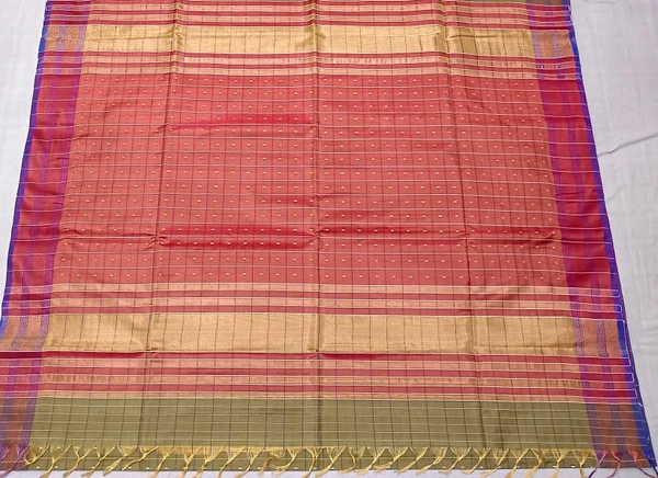 SKU0974 | Indian Soft Bishnupuri Katan Silk Saree | All body Dot Design | Premium Quality - Dry Wash Only, Yes