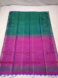 SKU1039 | Exclusive Indian Soft Bishnupuri Katan Silk Saree | Kolakhetra Saree | All Over Chain Motif - Dry Wash Only, Yes