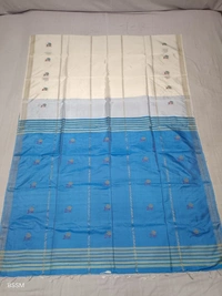 SKU1040 | Exclusive Indian Soft Bishnupuri Katan Silk Saree | Kolakhetra Saree | All Over Chain Motif - Dry Wash Only, Yes