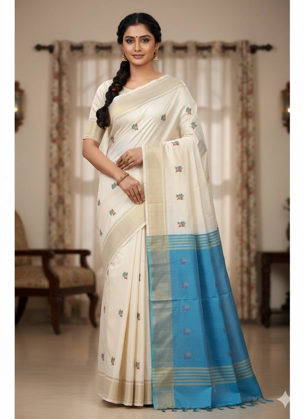 SKU1040 | Exclusive Indian Soft Bishnupuri Katan Silk Saree | Kolakhetra Saree | All Over Chain Motif - Dry Wash Only, Yes