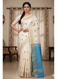 SKU1040 | Exclusive Indian Soft Bishnupuri Katan Silk Saree | Kolakhetra Saree | All Over Chain Motif - Dry Wash Only, Yes