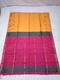 SKU1043 | Exclusive Indian Soft Bishnupuri Katan Silk Saree | Kolakhetra Saree | All Over Chain Motif - Dry Wash Only, Yes