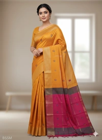 SKU1043 | Exclusive Indian Soft Bishnupuri Katan Silk Saree | Kolakhetra Saree | All Over Chain Motif - Dry Wash Only, Yes