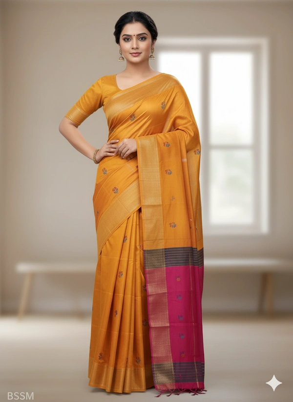 SKU1043 | Exclusive Indian Soft Bishnupuri Katan Silk Saree | Kolakhetra Saree | All Over Chain Motif - Dry Wash Only, Yes