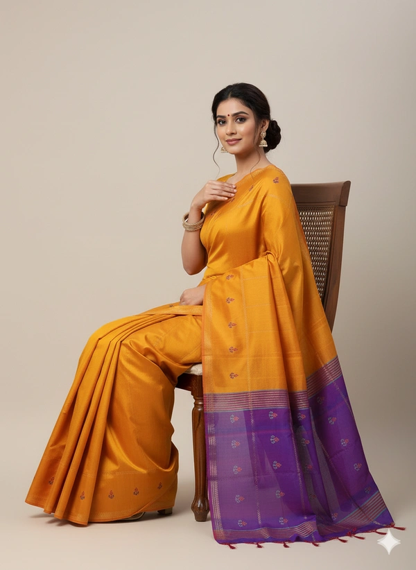 SKU1044 | Exclusive Indian Soft Bishnupuri Katan Silk Saree | Kolakhetra Saree | All Over Chain Motif - Dry Wash Only, Yes