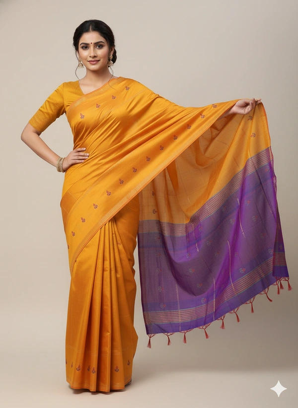 SKU1044 | Exclusive Indian Soft Bishnupuri Katan Silk Saree | Kolakhetra Saree | All Over Chain Motif - Dry Wash Only, Yes