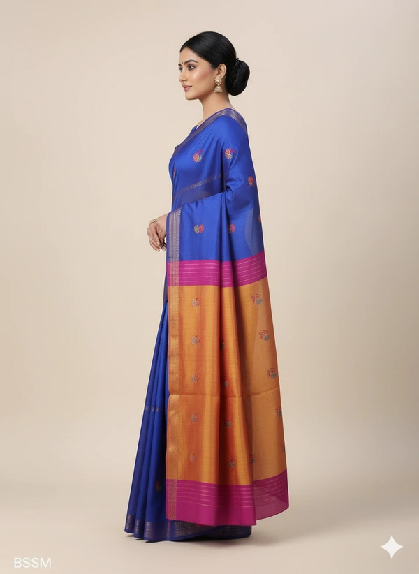 SKU1048 | Exclusive Indian Soft Bishnupuri Katan Silk Saree | Kolakhetra Saree | All Over Chain Motif - Dry Wash Only, Yes