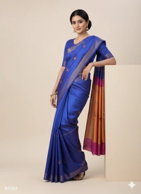 SKU1048 | Exclusive Indian Soft Bishnupuri Katan Silk Saree | Kolakhetra Saree | All Over Chain Motif - Dry Wash Only, Yes