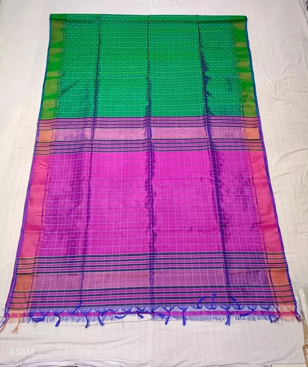 SKU0976 | Indian Soft Bishnupuri Katan Silk Saree | All body Dot Design | Premium Quality - Dry Wash Only, Yes