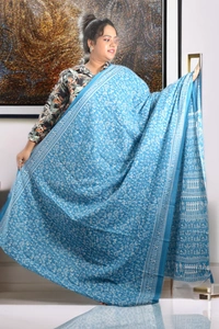 SKU0343 :  Pure Khadi Cotton Saree – Handwoven, Screen Print, Lightweight & Breathable Fabric | Madhubani - Madhubani / Warli, Screen Print, All, No