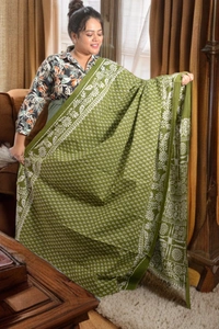 SKU0344 : Pure Khadi Cotton Saree – Handwoven, Screen Print, Lightweight & Breathable Fabric | Buti - Buti / Booti, Screen Print, All, No