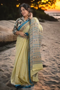 SKU0340 :  Pure Khadi Cotton Saree – Handwoven, Screen Print, Lightweight & Breathable Fabric | Buti - Buti / Booti, Batik Print, All, No