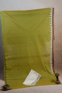 SKU0377 : Pure  Cotton Saree – Handwoven, Lightweight & Breathable Fabric  | Applic Border  - Geometric, Dry Clean Only, Yes