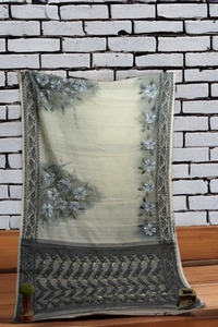 SKU0365 : Elegant Handwoven Jamdani Saree – Traditional Bengali Weave  - Floral, Hand Paint, Dry Clean Only, Yes