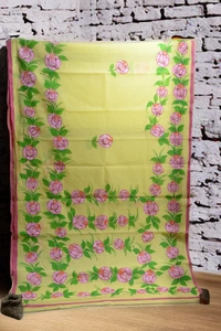 SKU0367 :   Elegant Handwoven Jamdani Saree – Traditional Bengali Weave  - Floral, Hand Print, Dry Clean Only, Yes
