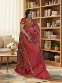 SKU0600 : Pure Silk Saree – Handwoven Bengal Traditional | Parsi Stich - Normal Length 6.3 mtr Plus, Kantha Stitch, Dry Clean Only, Yes