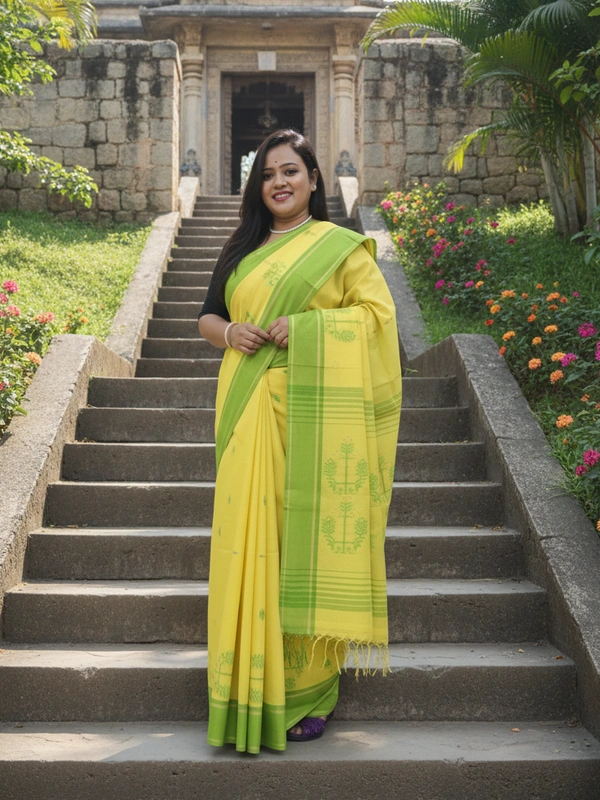 SKU0695 : Pure Khadi Cotton Saree – Handwoven, Lightweight & Breathable Fabric - Hand Wash, Yes