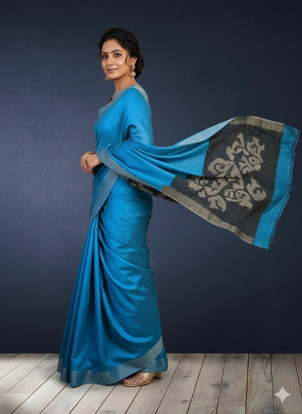 SKU0224 : Elegant Handwoven Silk Matka Ghicha Saree – Traditional Bengal Weave - Dry Clean Only, Yes