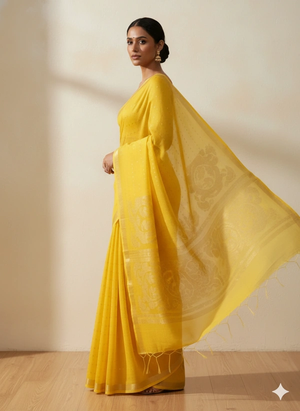 SKU1323 : Premium Handwoven Resham Jamdani Saree - Dry Wash, Yes