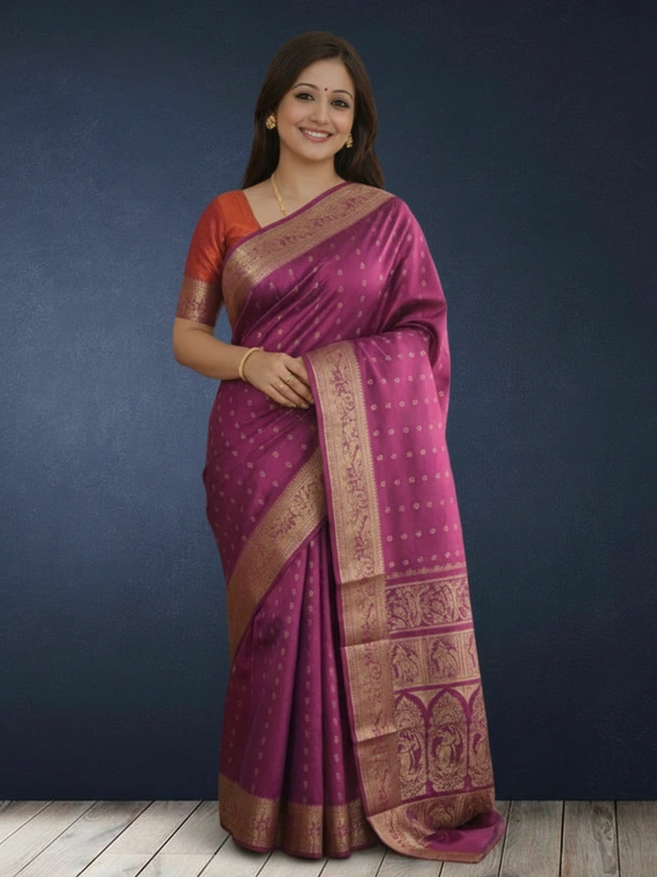 SKU0470 : Pure Swarnachari Mulberry Silk Saree – Krishna Lila Motif | Handwoven Elegance - Swarnachari, Dry Clean Only, Yes