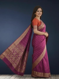 SKU0470 : Pure Swarnachari Mulberry Silk Saree – Krishna Lila Motif | Handwoven Elegance - Swarnachari, Dry Clean Only, Yes