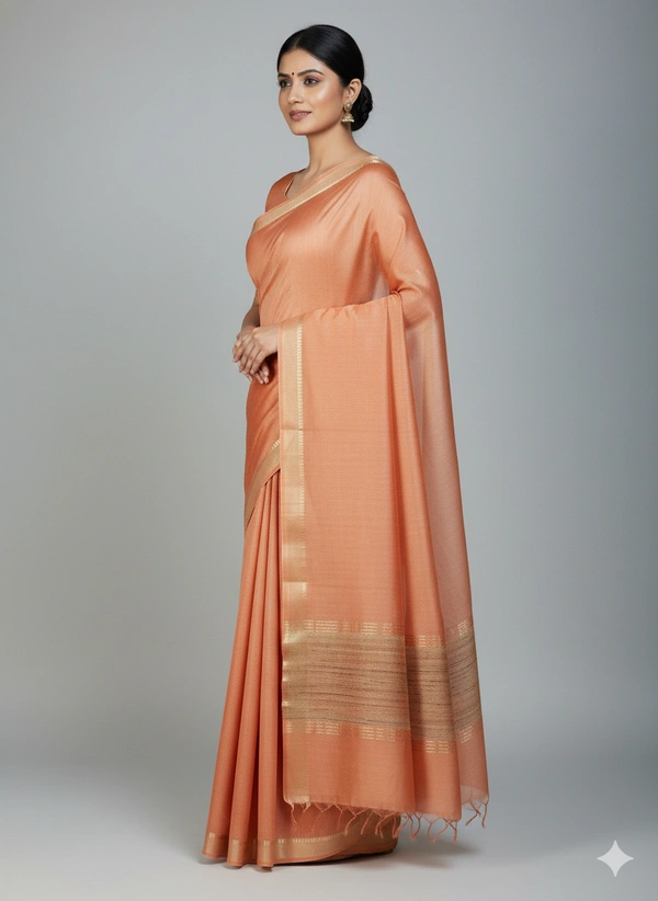 SKU1544 : Pure Muga Tussar Silk Saree – Lightweight Handwoven - Dry Wash, Yes