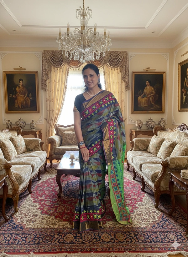 SKU1110 : Elegant Semi Silk Katki Saree – Handwoven - Dry Wash, Yes