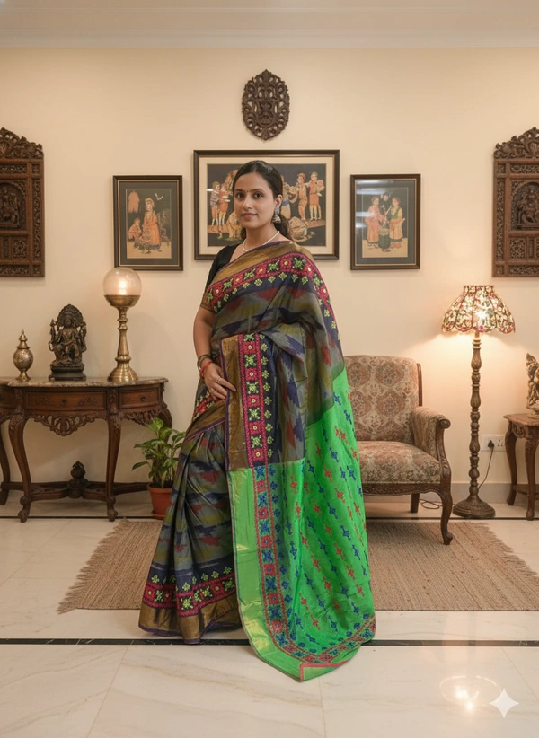 SKU1110 : Elegant Semi Silk Katki Saree – Handwoven - Dry Wash, Yes