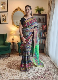 SKU1110 : Elegant Semi Silk Katki Saree – Handwoven - Dry Wash, Yes