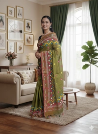 SKU1112 : Elegant Pure Resham Silk Saree – Gujrati Lambani Work - Dry Wash, Yes