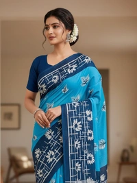 SKU1148 : Mulmul Cotton Saree, Lightweight saree - Hand Wash, No