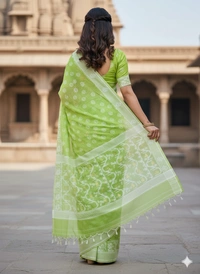 SKU1265 : Elegant Cotton Blend Jamdani Saree | Dhakai Jamdani - Hand Wash, Yes