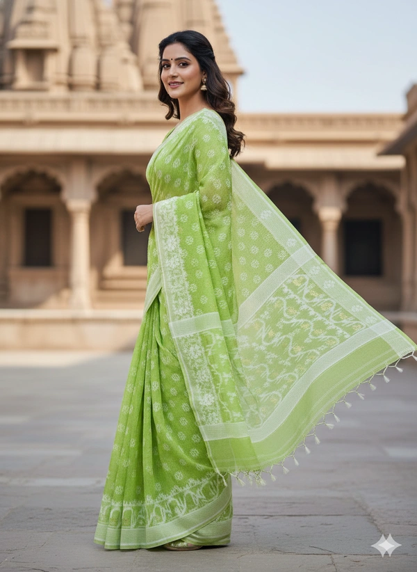 SKU1265 : Elegant Cotton Blend Jamdani Saree | Dhakai Jamdani - Hand Wash, Yes