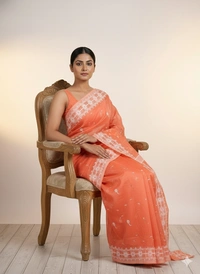 SKU1266 : Elegant Cotton Blend Jamdani Saree | Dhakai Jamdani - Hand Wash, Yes