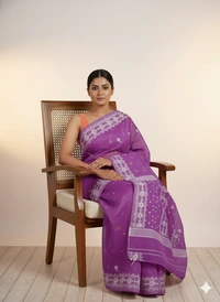 SKU1267 : Elegant Cotton Blend Jamdani Saree | Dhakai Jamdani - Hand Wash, Yes