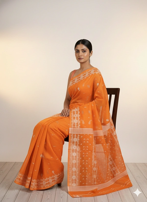SKU1268 : Elegant Cotton Blend Jamdani Saree | Dhakai Jamdani - Hand Wash, Yes