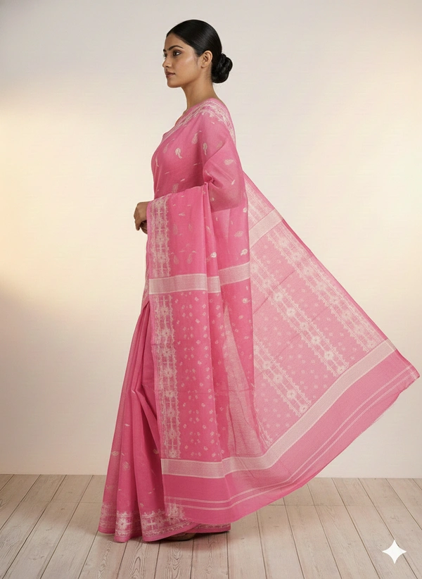 SKU1270 : Elegant Cotton Blend Jamdani Saree | Dhakai Jamdani - Hand Wash, Yes