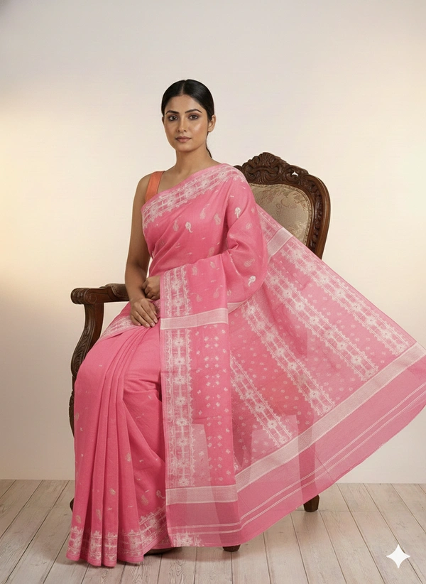 SKU1270 : Elegant Cotton Blend Jamdani Saree | Dhakai Jamdani - Hand Wash, Yes