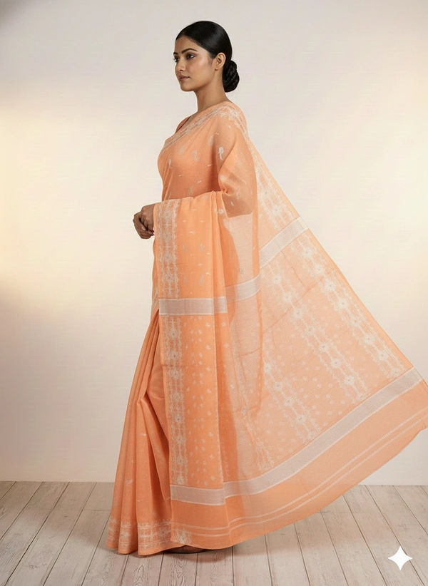 SKU1271 : Elegant Cotton Blend Jamdani Saree | Dhakai Jamdani - Hand Wash, Yes