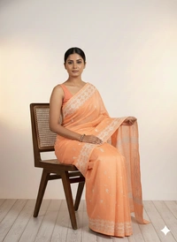 SKU1271 : Elegant Cotton Blend Jamdani Saree | Dhakai Jamdani - Hand Wash, Yes