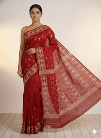 SKU1272 : Elegant Cotton Blend Jamdani Saree | Dhakai Jamdani - Hand Wash, Yes