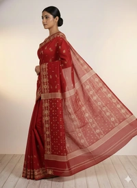 SKU1272 : Elegant Cotton Blend Jamdani Saree | Dhakai Jamdani - Hand Wash, Yes