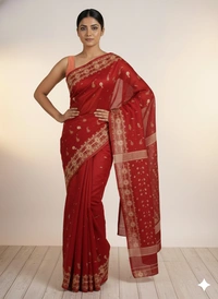 SKU1272 : Elegant Cotton Blend Jamdani Saree | Dhakai Jamdani - Hand Wash, Yes